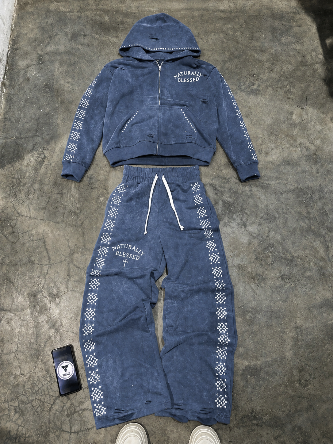 Chosen Rhinestone Sweatsuit - Blue