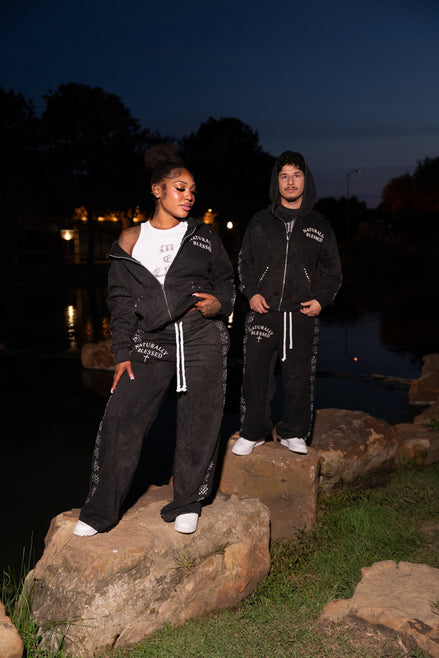 Chosen Rhinestone Sweatsuit - Black